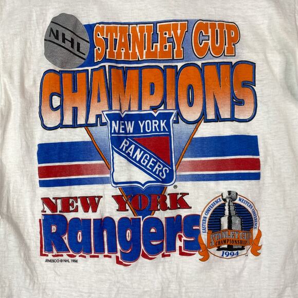 VTG New York Rangers T Shirt Mens L 1994 NHL Stanley Cup Champions Single Stitch - Picture 2 of 7